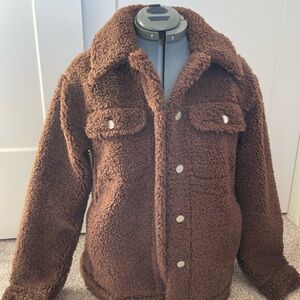 Beyond Yoga Brown faux shearling rider Jacket